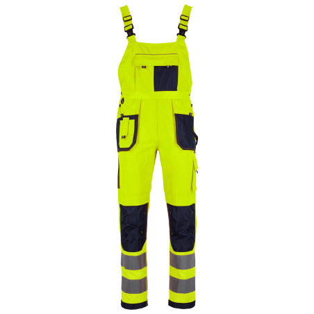 Montérkové nohavice s trakmi - BASIC NEON LINE žlté - XXXL