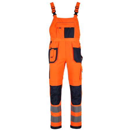 Montérkové nohavice s trakmi - BASIC NEON LINE oranžové - S
